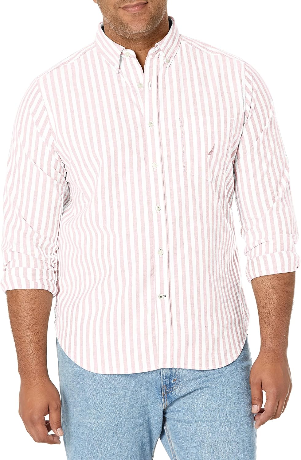 Nautica Men's Classic Fit Stretch Solid Long Sleeve Button Down Shirt