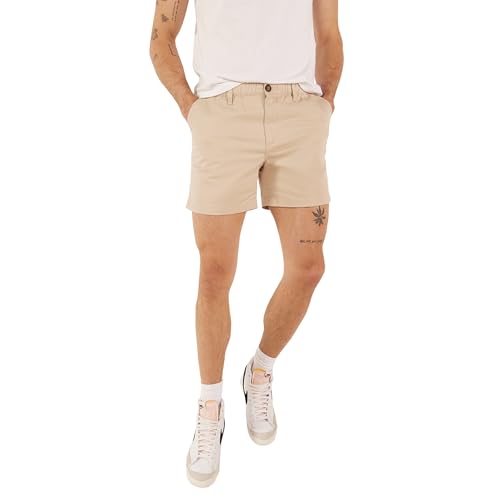 Chubbies Chino Shorts Men 5.5 Inch Inseam, Mens Shorts with Elastic Waistband, Chambray Pockets, Stretch Polyester & Cotton