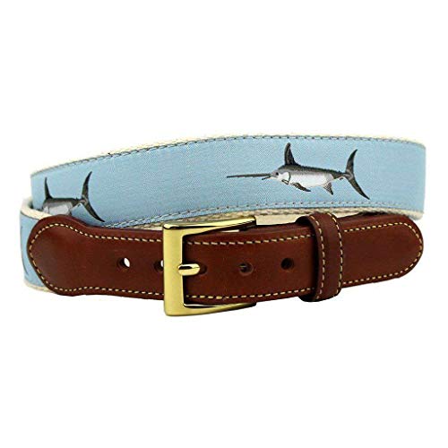 COUNTRY CLUB PREP Affable Swordfish Leather Tab Belt in Light Blue