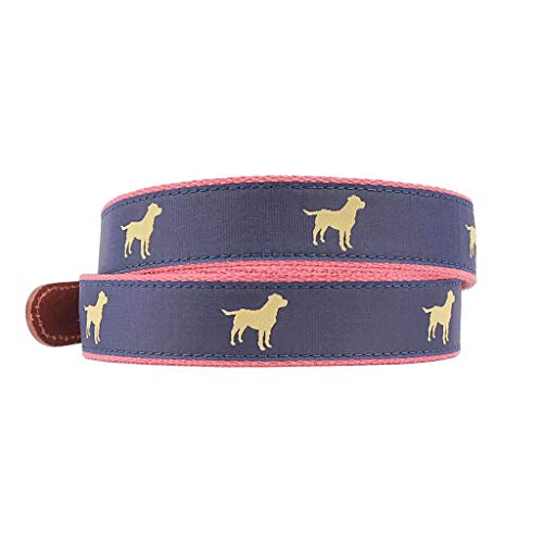 COUNTRY CLUB PREP Yellow Lab Leather Tab Belt in Navy