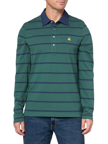 Brooks Brothers Men's Long Sleeve Cotton Pique Stretch Logo Striped Polo Shirt