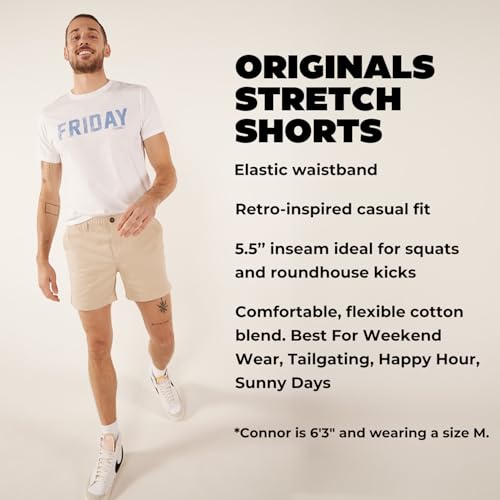 Chubbies Chino Shorts Men 5.5 Inch Inseam, Mens Shorts with Elastic Waistband, Chambray Pockets, Stretch Polyester & Cotton