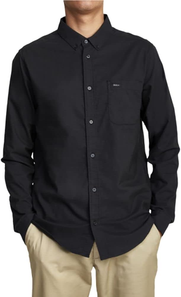 RVCA Men's Thatll Do Stretch Long Sleeve Woven Button Front Shirt