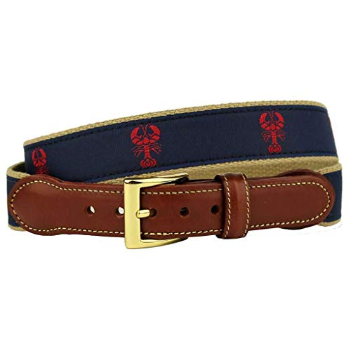 COUNTRY CLUB PREP The Lobster Clause Leather Tab Belt in Navy