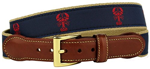 COUNTRY CLUB PREP The Lobster Clause Leather Tab Belt in Navy