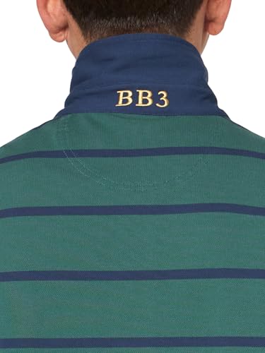 Brooks Brothers Men's Long Sleeve Cotton Pique Stretch Logo Striped Polo Shirt