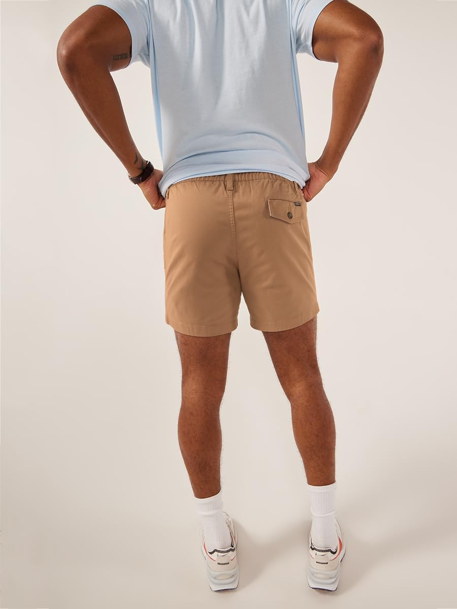 Chubbies Chino Shorts Men 5.5 Inch Inseam, Mens Shorts with Elastic Waistband, Chambray Pockets, Stretch Polyester & Cotton