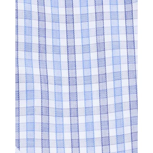 UNTUCKit Durif Men's Button Down Shirt, Light Blue Navy and White Check, 100% Cotton Poplin Wrinkle Free, Regular Fit