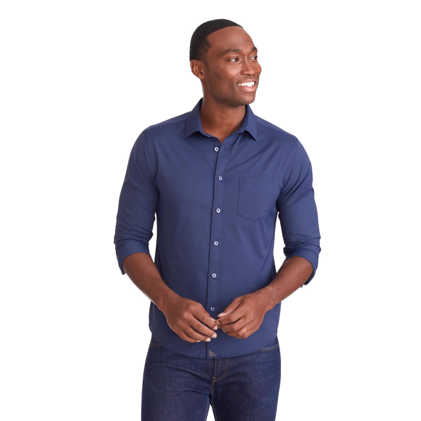 UNTUCKit Gironde - Untucked Performance Shirt for Men, Long Sleeve, Wrinkle-Free, Black, Regular Fit