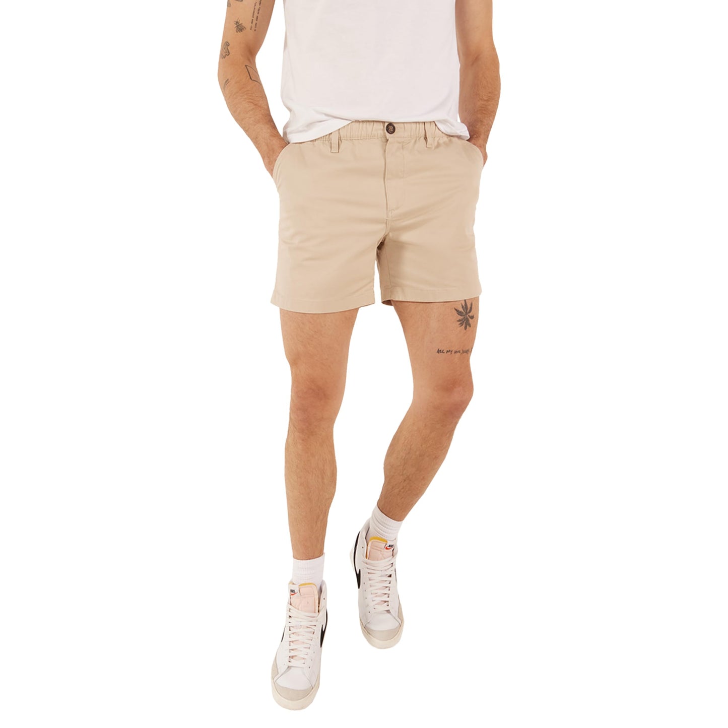 Chubbies Chino Shorts Men 5.5 Inch Inseam, Mens Shorts with Elastic Waistband, Chambray Pockets, Stretch Polyester & Cotton