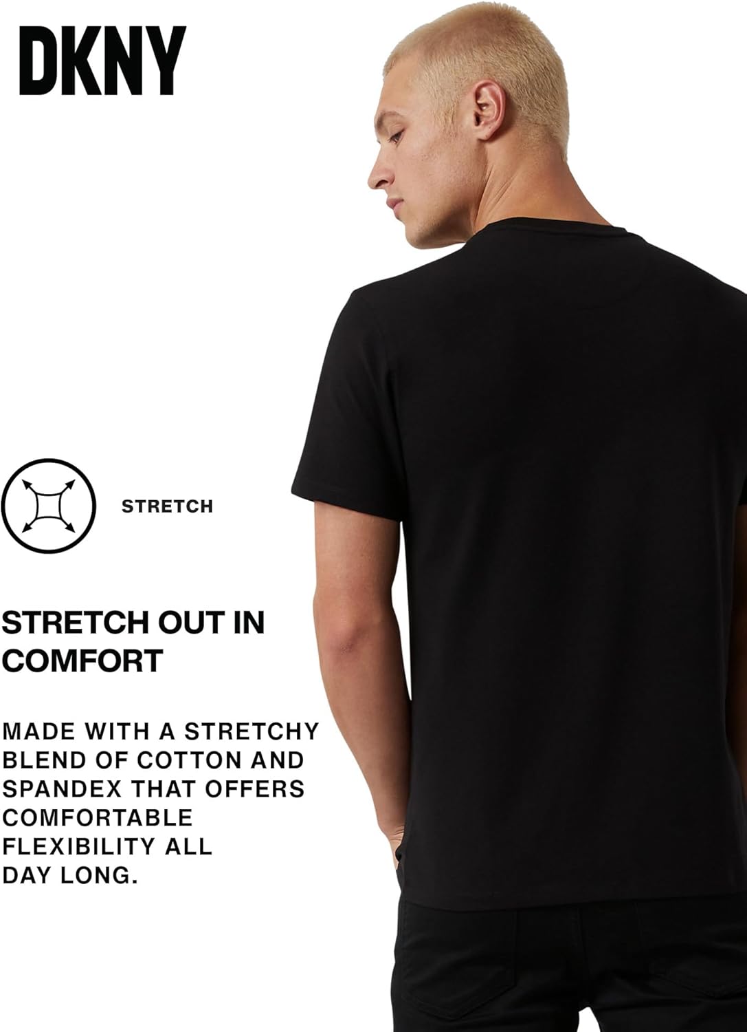 DKNY Mens T-Shirts - Luxury Men's T-Shirts | Classic Fitted Short Sleeve Crew Neck T-Shirts for Men | Plain Tshirts for Men