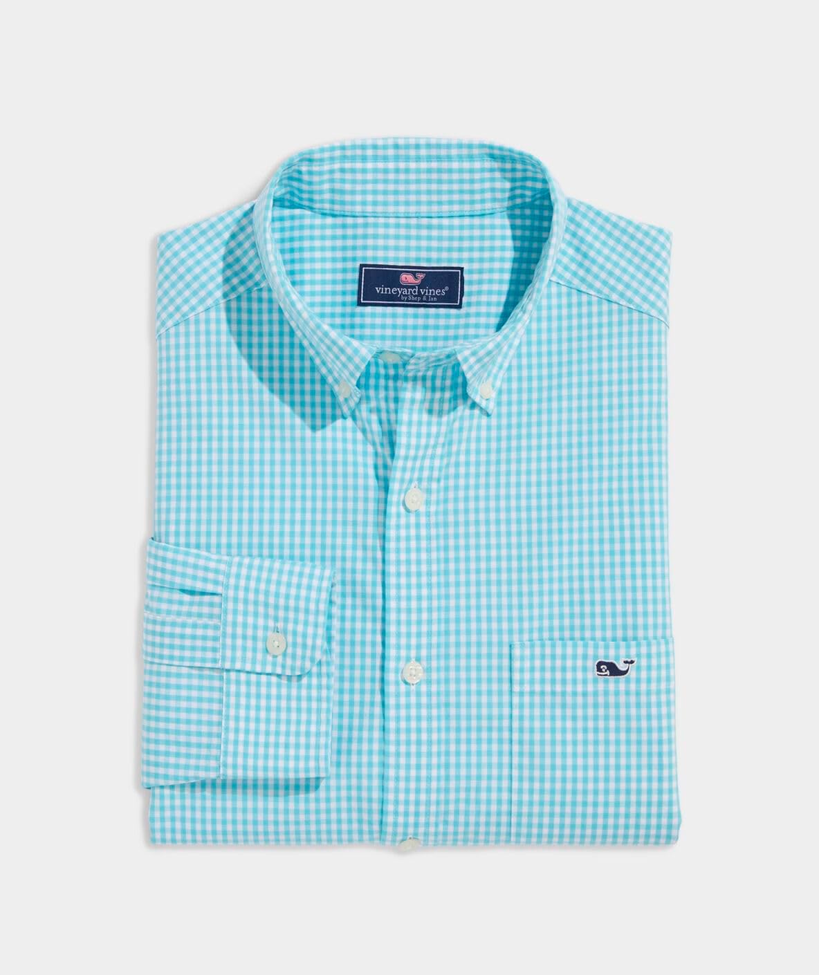 vineyard vines Men's Gingham Stretch Poplin Shirt