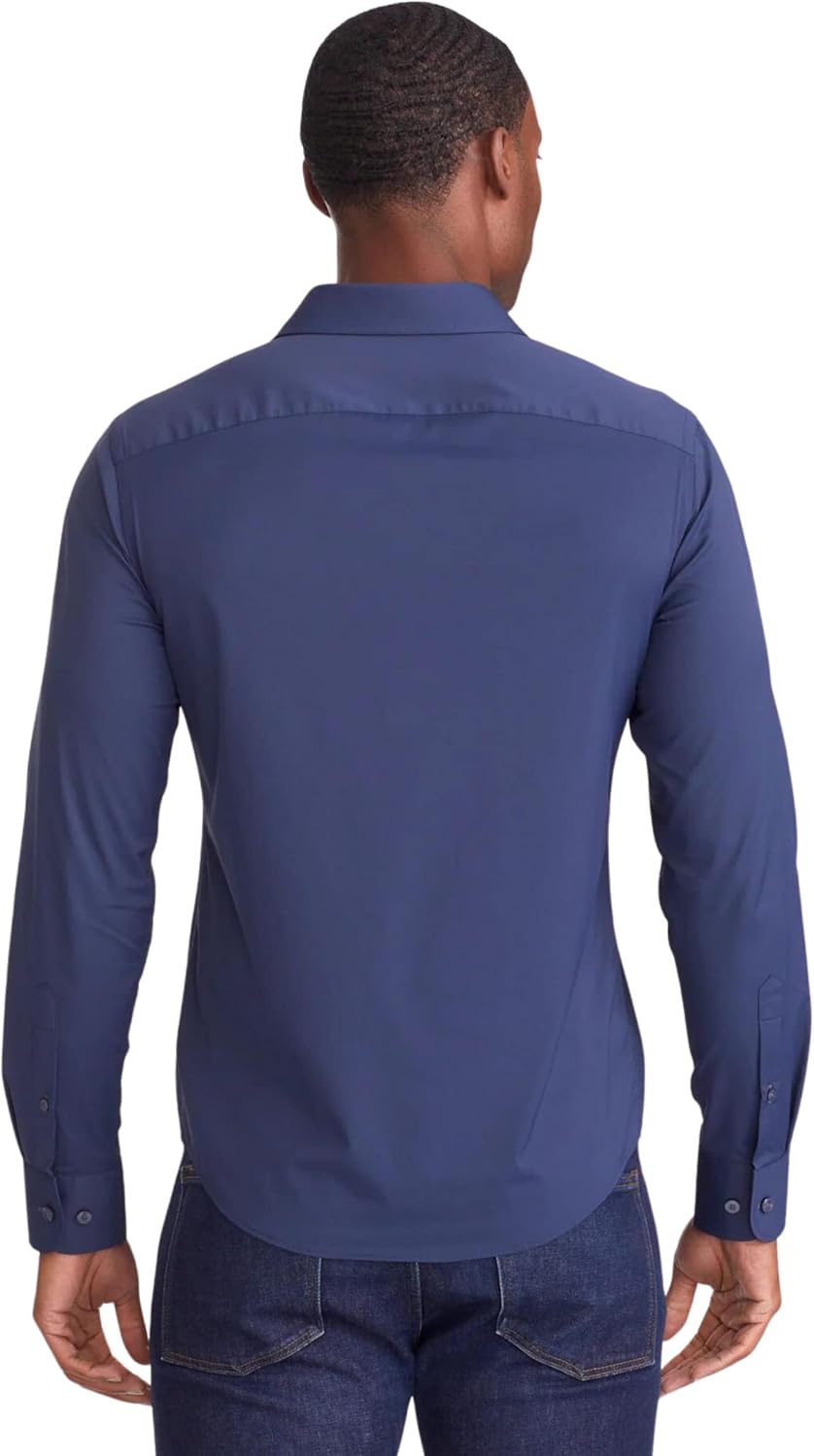 UNTUCKit Gironde - Untucked Performance Shirt for Men, Long Sleeve, Wrinkle-Free, Black, Regular Fit