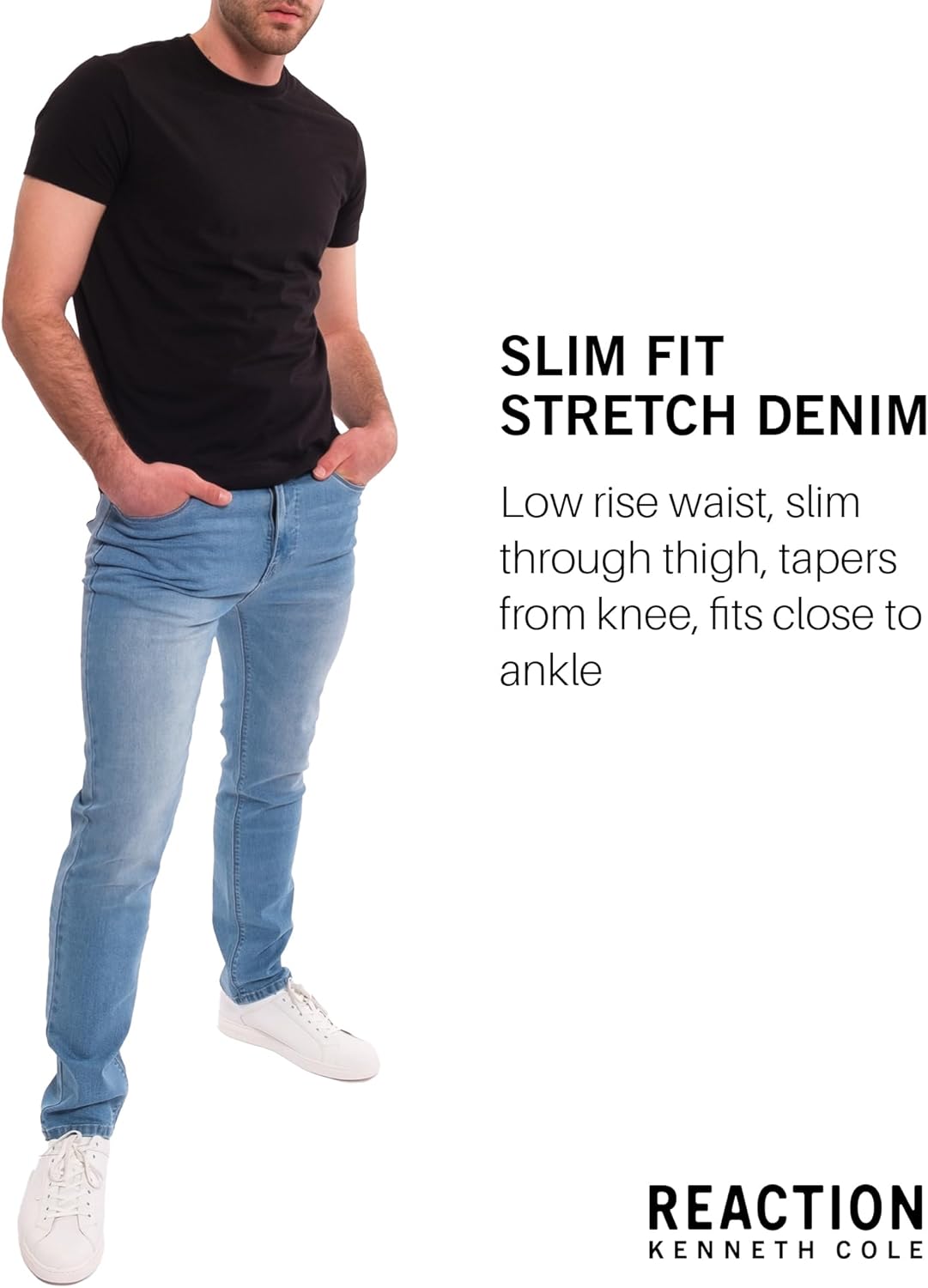 Kenneth Cole REACTION Mens Jeans Slim Fit - 2-Way Stretch Denim Jeans for Men Slim Fit - Men's Jeans 5-Pocket