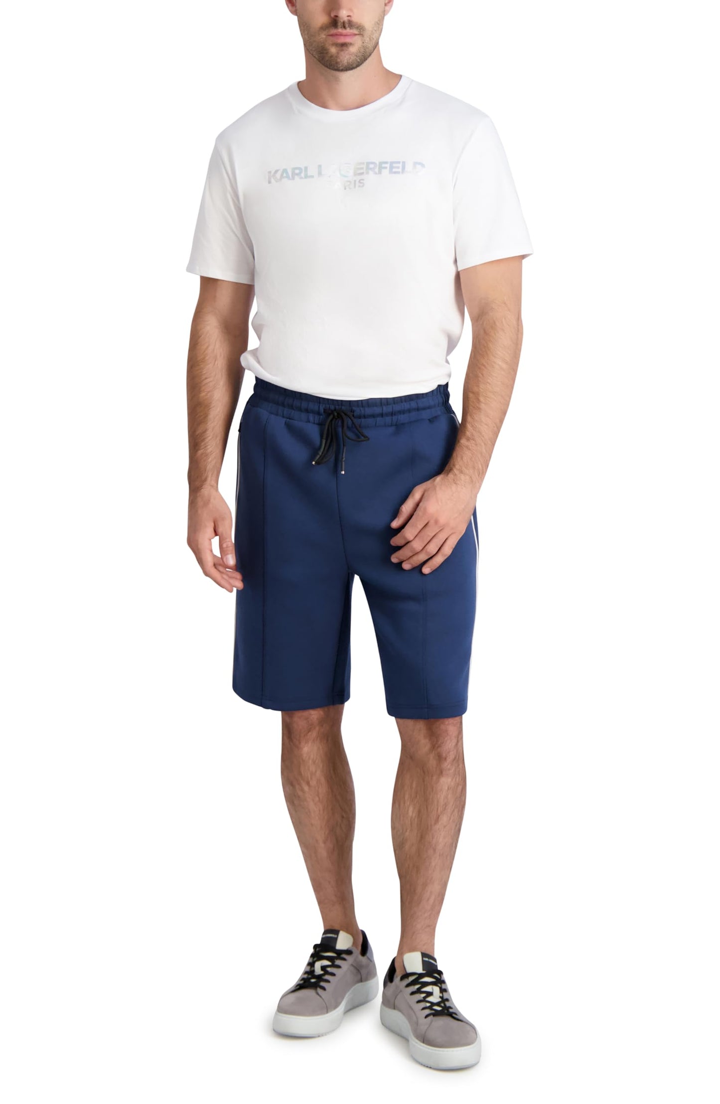 KARL LAGERFELD Men's Fabric Mesh Active Shorts