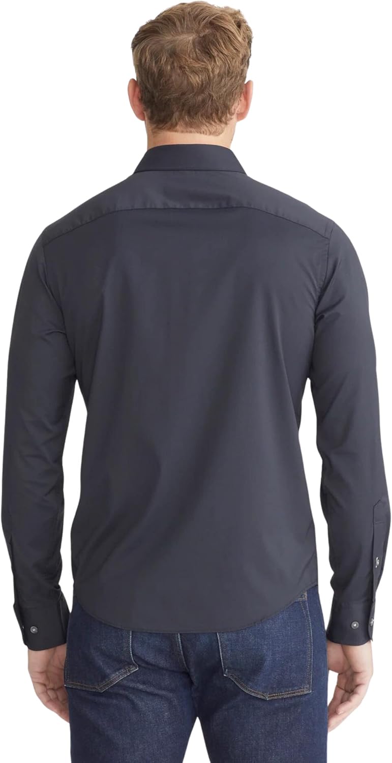 UNTUCKit Gironde - Untucked Performance Shirt for Men, Long Sleeve, Wrinkle-Free, Black, Regular Fit