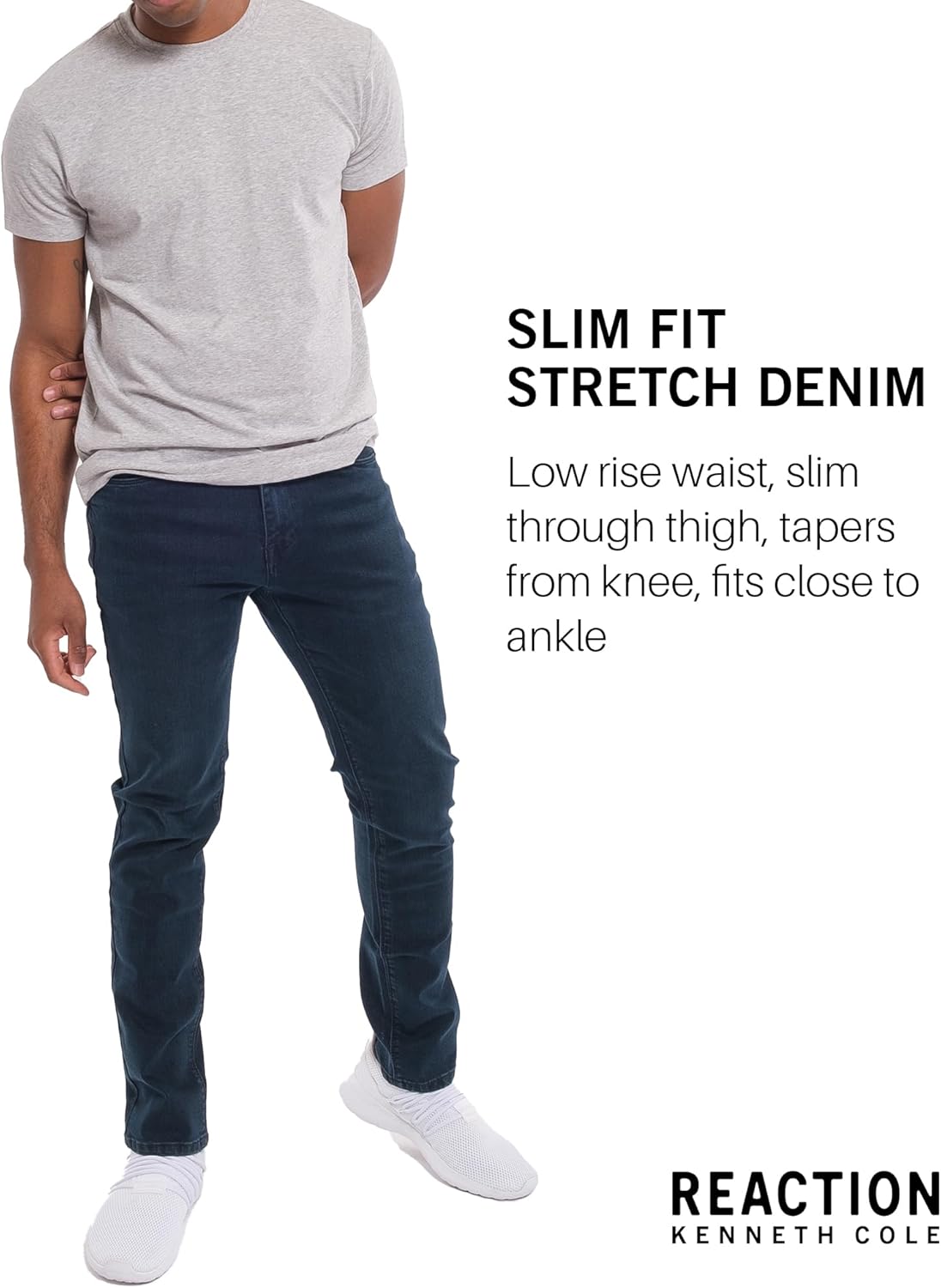 Kenneth Cole REACTION Mens Jeans Slim Fit - 2-Way Stretch Denim Jeans for Men Slim Fit - Men's Jeans 5-Pocket