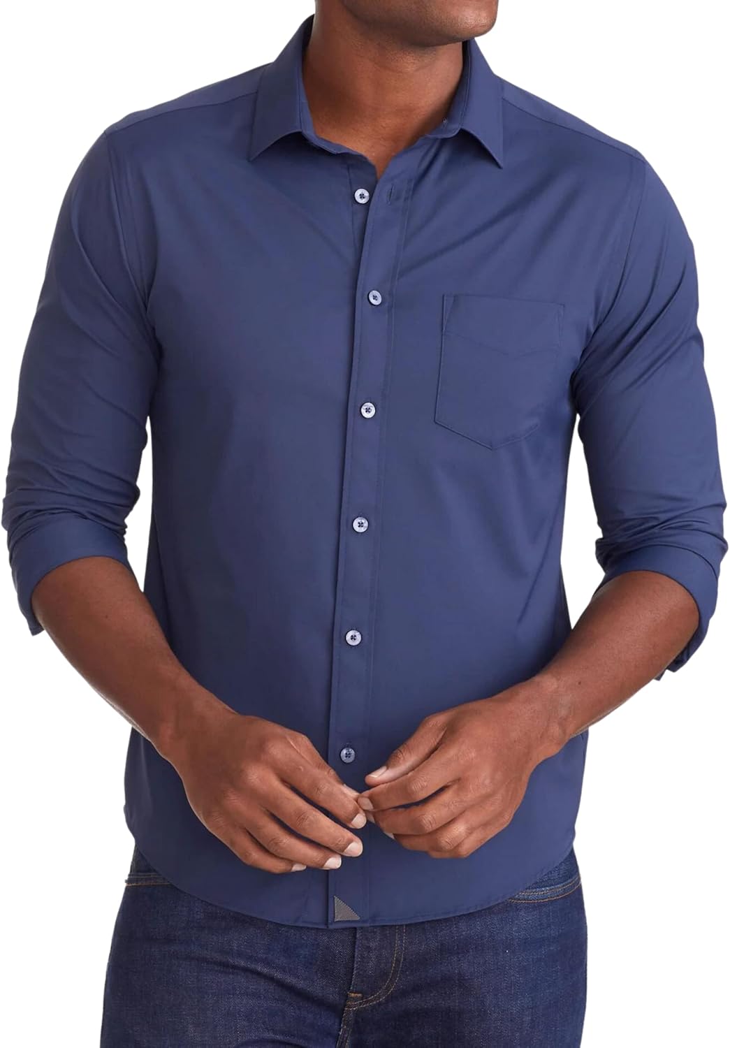 UNTUCKit Gironde - Untucked Performance Shirt for Men, Long Sleeve, Wrinkle-Free, Black, Regular Fit