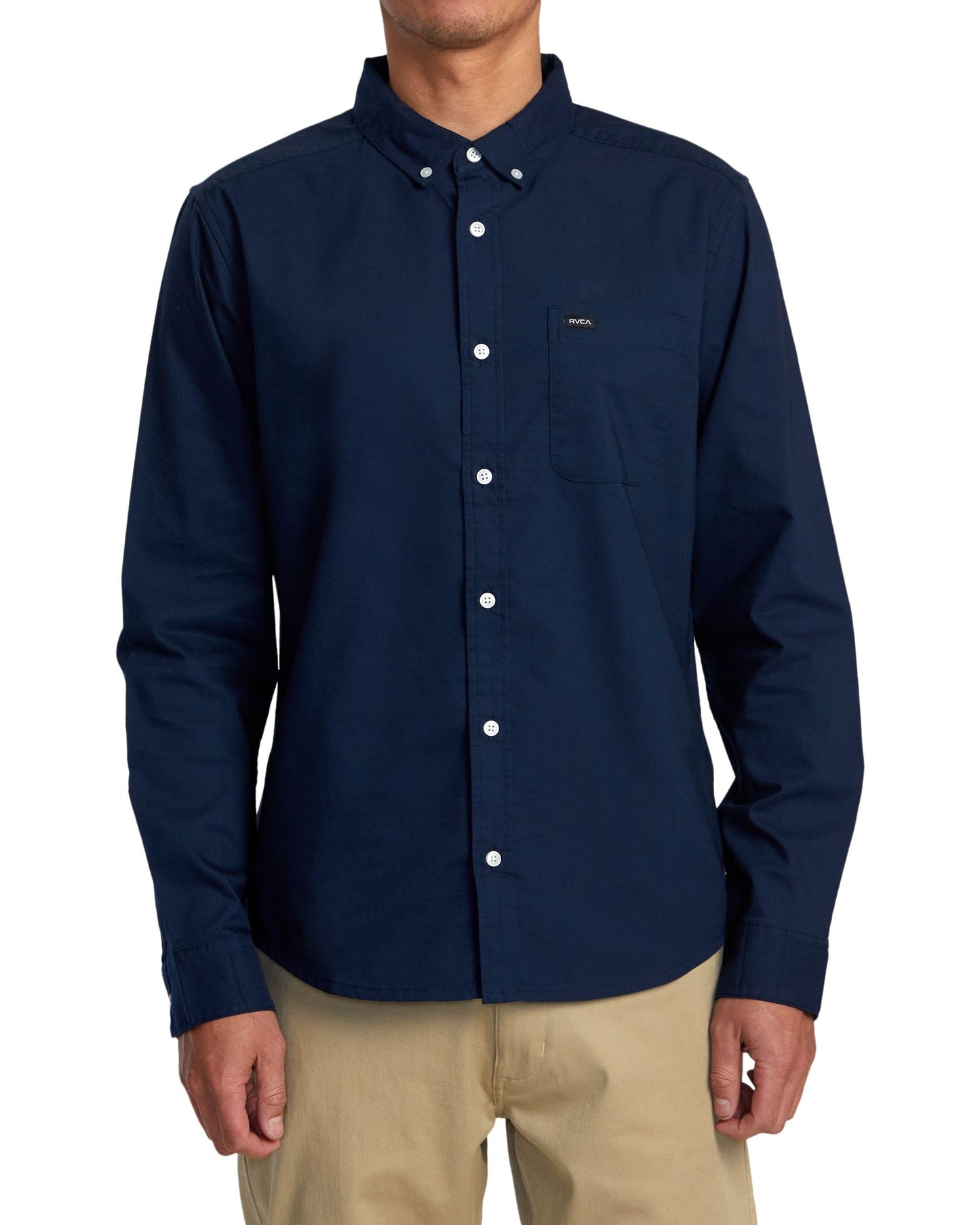 RVCA Men's Thatll Do Stretch Long Sleeve Woven Button Front Shirt