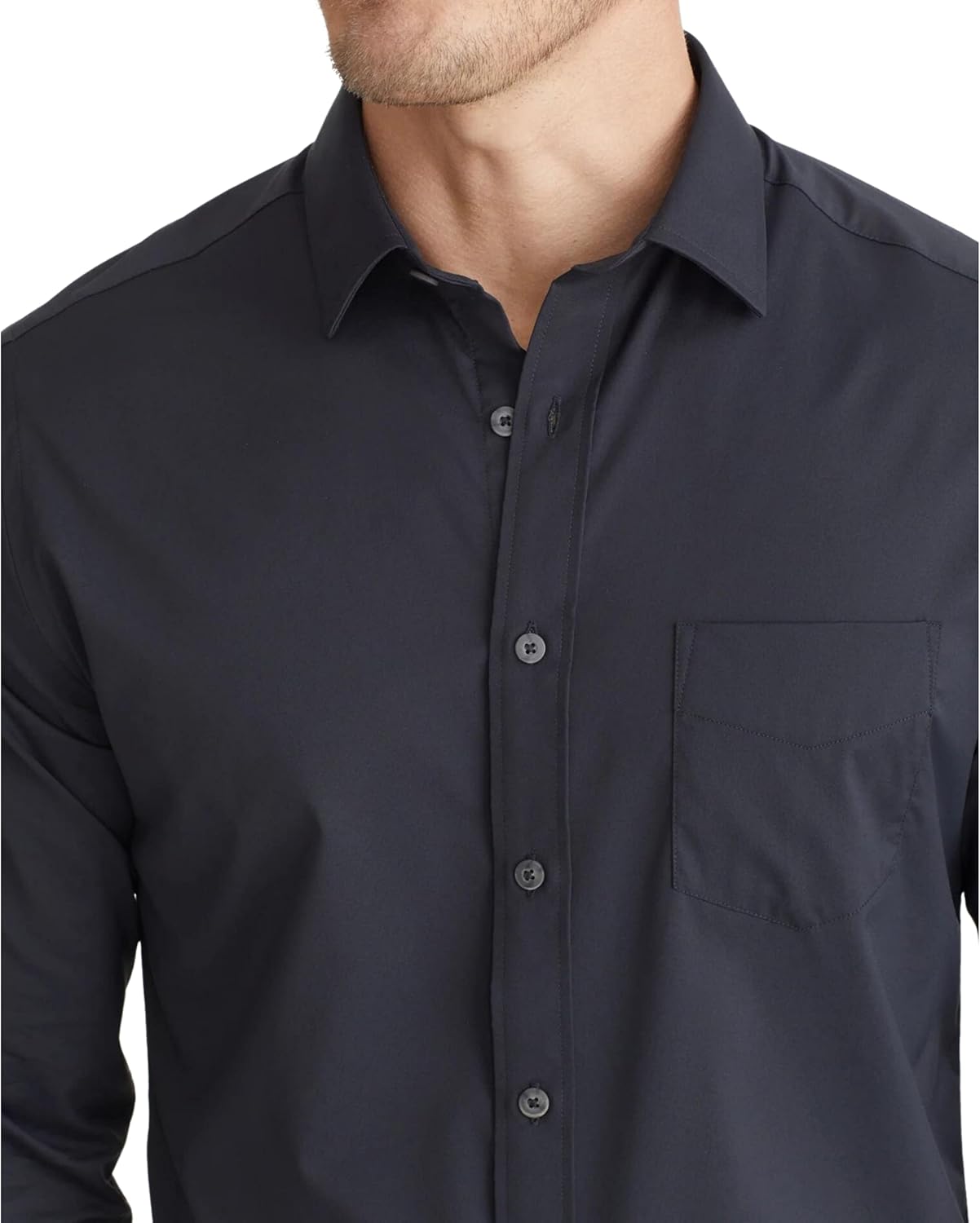 UNTUCKit Gironde - Untucked Performance Shirt for Men, Long Sleeve, Wrinkle-Free, Black, Regular Fit