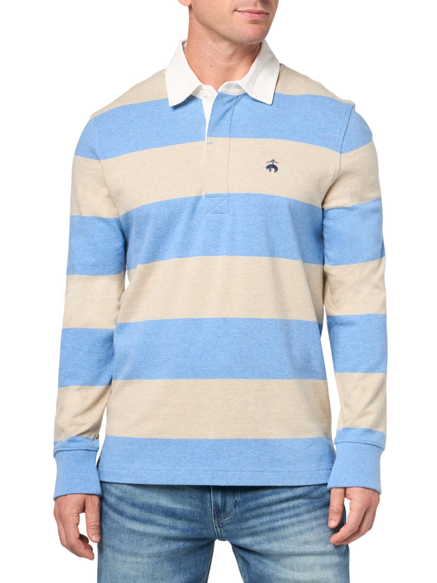 Brooks Brothers Men's Long Sleeve Garment-Washed Cotton Rugby Shirt