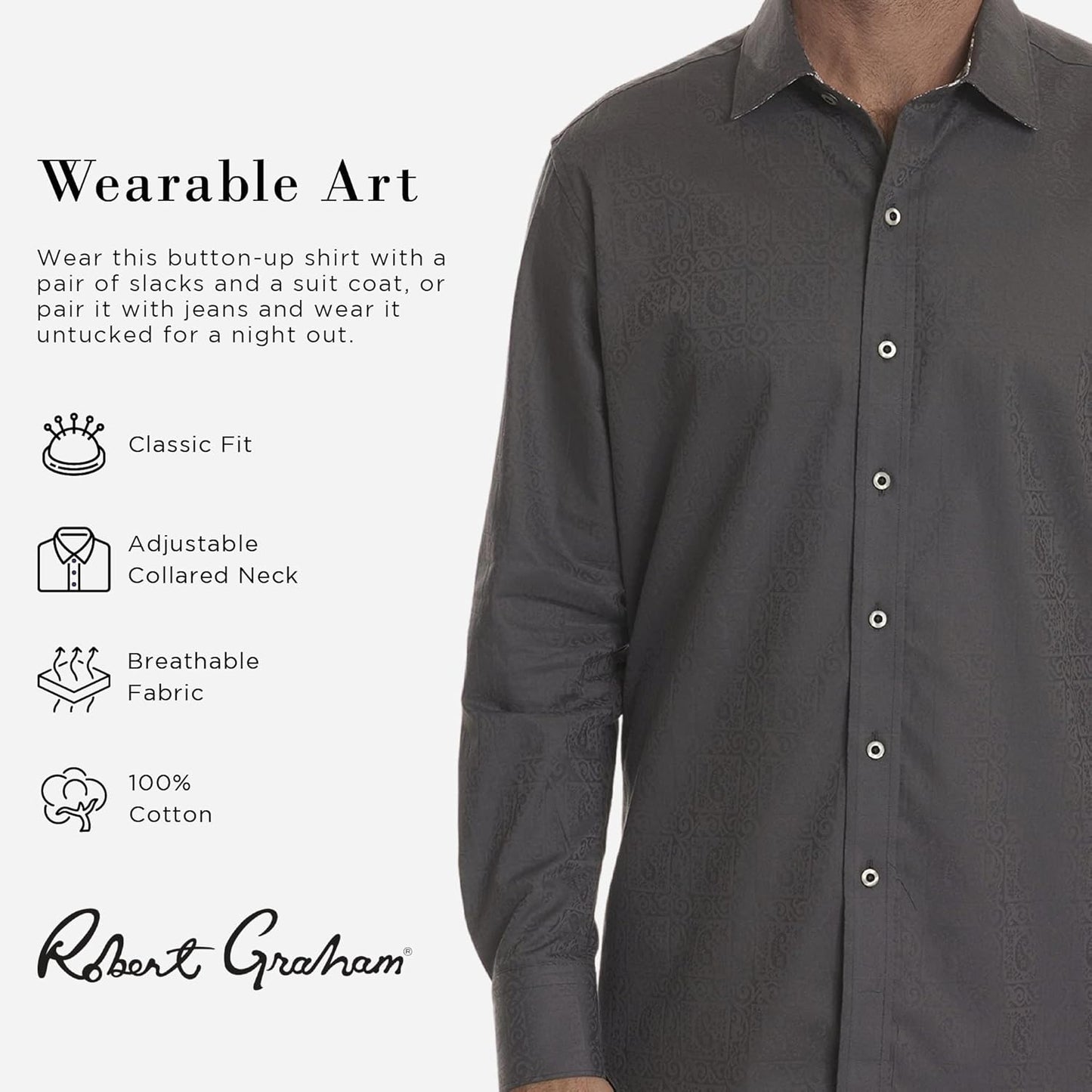 Robert Graham Men’s Windsor Long-Sleeve Shirt, Button-Up Shirt for Men