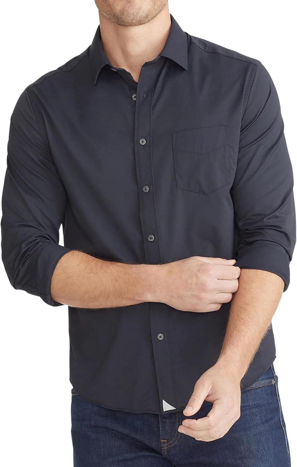 UNTUCKit Gironde - Untucked Performance Shirt for Men, Long Sleeve, Wrinkle-Free, Black, Regular Fit