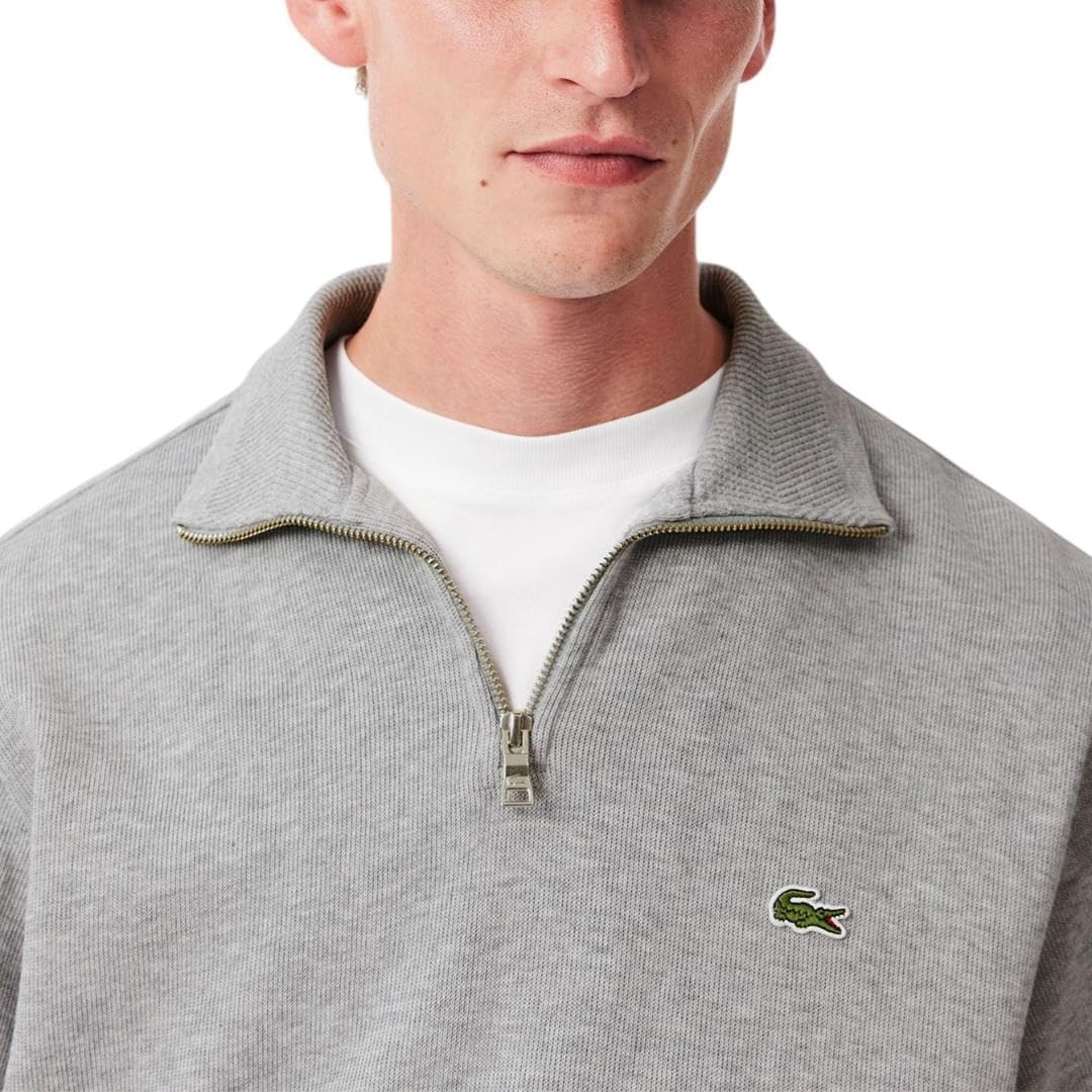 Lacoste Mens Long Sleeve Quarter Zip Cotton Sweatshirt