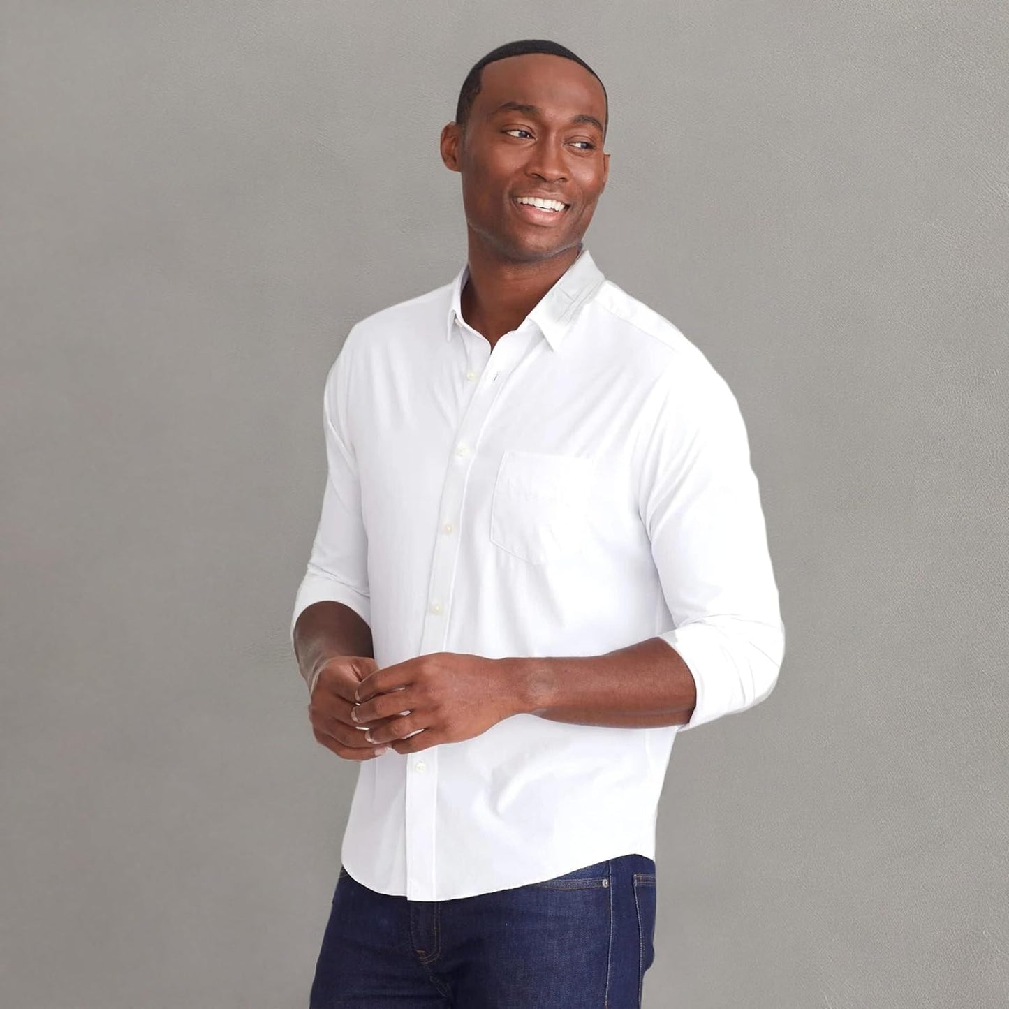 UNTUCKit Gironde - Untucked Performance Shirt for Men, Long Sleeve, Wrinkle-Free, Black, Regular Fit