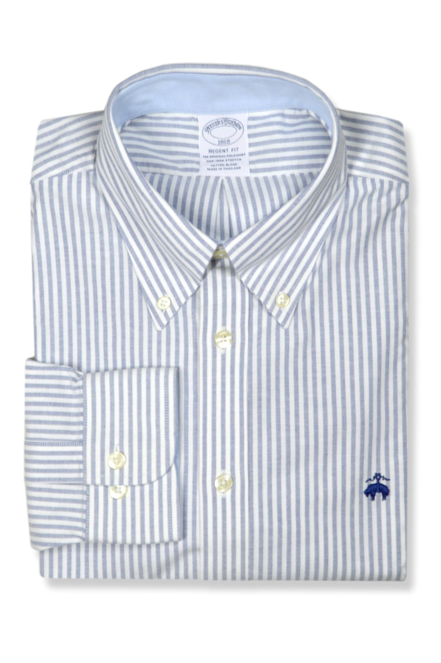 Brooks Brothers Mens Regent Fit Oxford Cotton Chambray Bengal Stripe Shirt,