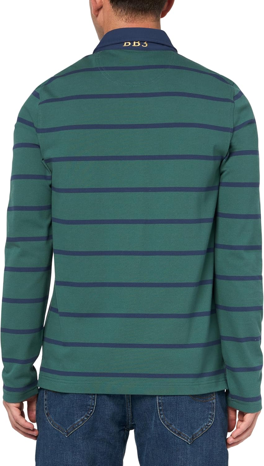 Brooks Brothers Men's Long Sleeve Cotton Pique Stretch Logo Striped Polo Shirt