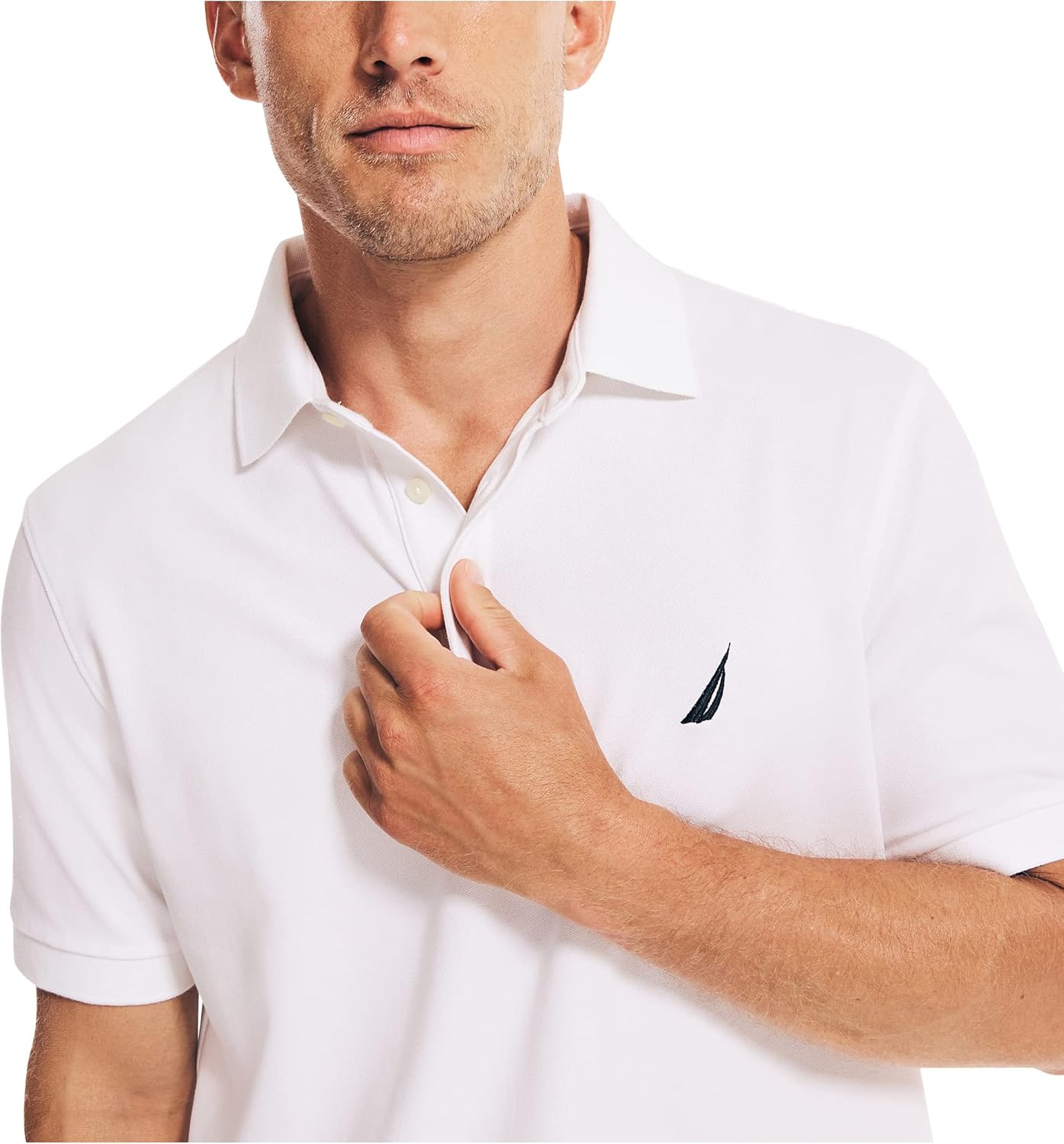 Nautica Men's Short Sleeve Solid Stretch Cotton Pique Polo Shirt