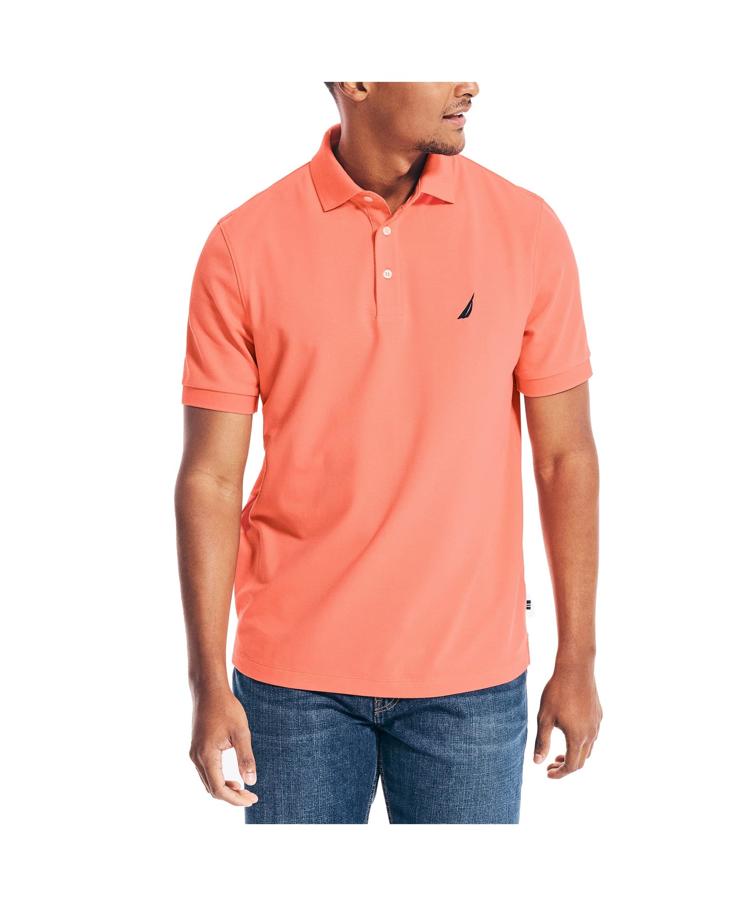 Nautica Men's Short Sleeve Solid Stretch Cotton Pique Polo Shirt