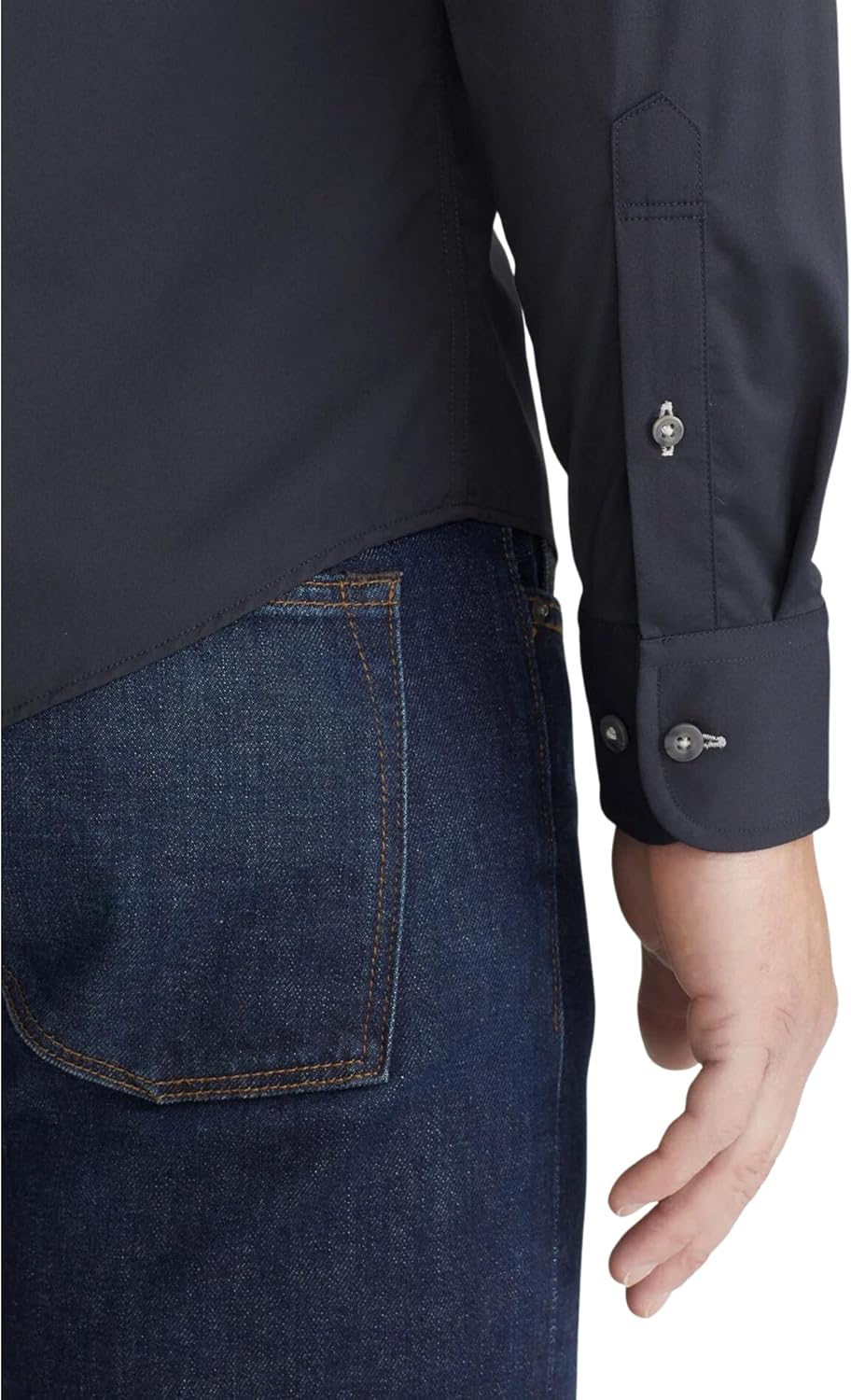 UNTUCKit Gironde - Untucked Performance Shirt for Men, Long Sleeve, Wrinkle-Free, Black, Regular Fit