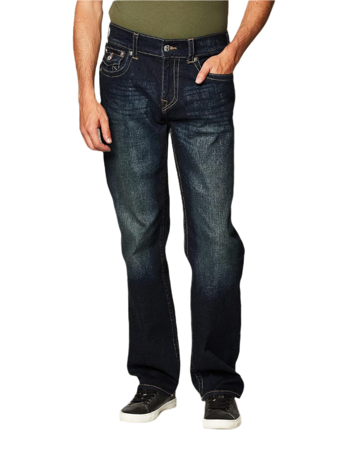 True Religion Men's Ricky Straight Leg Jean with Back Flap Pockets