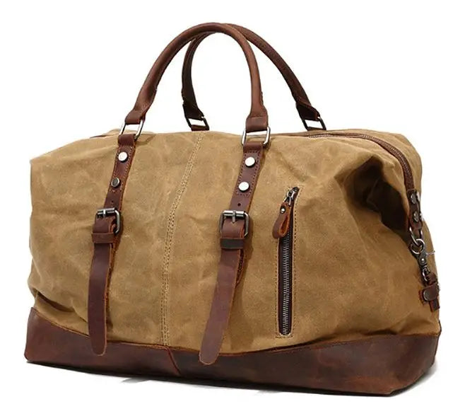 Southern Peak™ Waterproof Waxed Canvas &amp; Leather Duffle – Vintage Men’s Travel &amp; Weekend Bag | Large Carry-On Overnight Tote