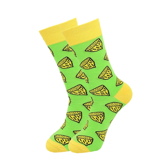 Dapper Daze: Happy Cotton Pattern Funny Dress Tube Socks for Gents, Color - Lime