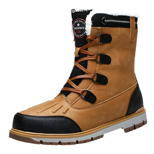 Southern Peak™ Men’s High-Top Duck Boots – Waterproof Leather Snow Boots with Warm Fur Lining Non-Slip Platform