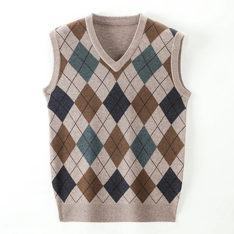 Southern Gentleman's Argyle V-Neck Knit Vest