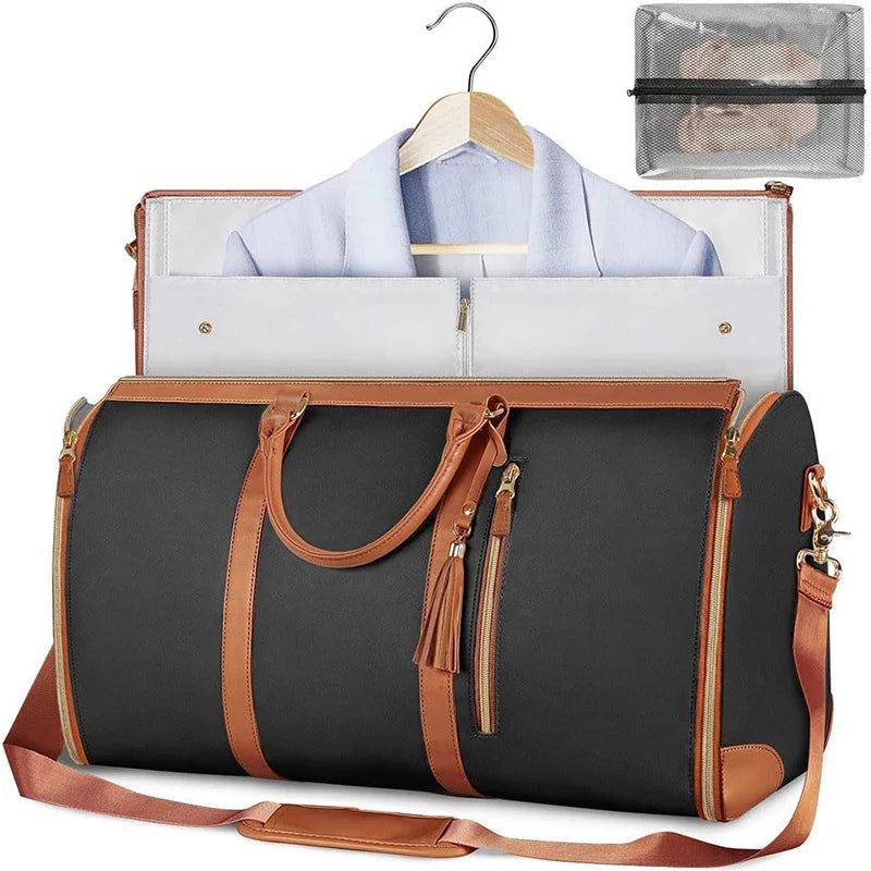 Southern Gent PU Leather Travel Garment Bag: Large Capacity Foldable Waterproof Handbag