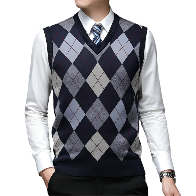 Southern Gentleman's Argyle V-Neck Knit Vest