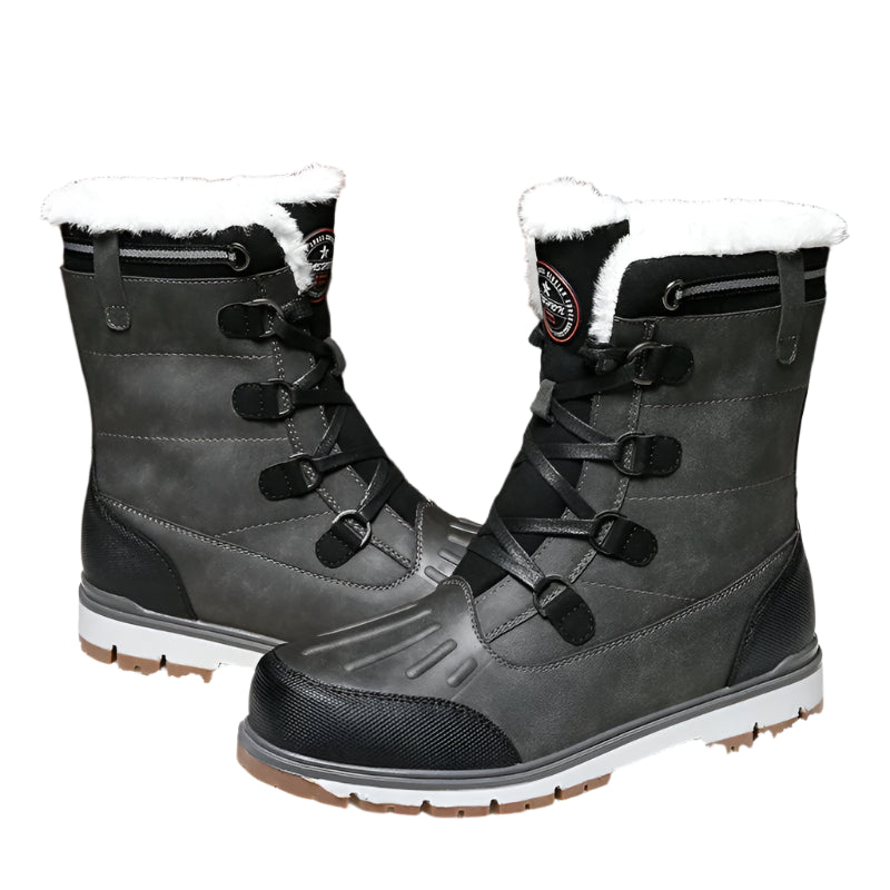 Southern Peak™ Men’s High-Top Duck Boots – Waterproof Leather Snow Boots with Warm Fur Lining Non-Slip Platform