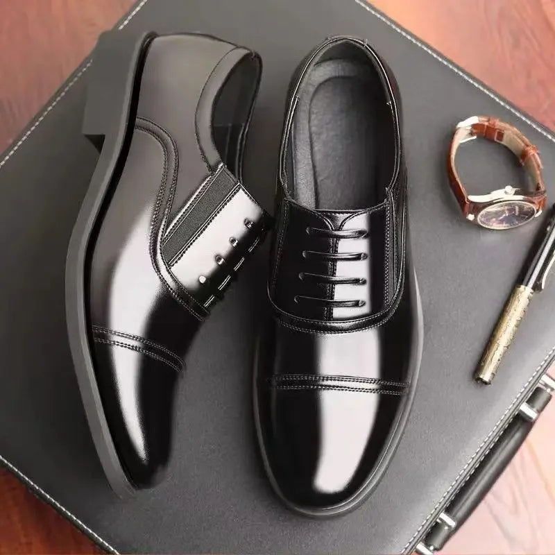 Southern Gentleman's Black Leather Social Shoes for Men - Classic Business & Official Dress Shoes - Elegant & Stylish for Spring & Autumn