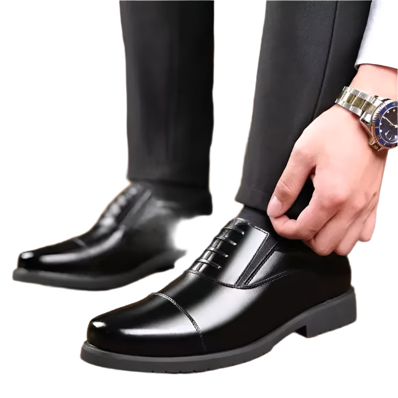 Southern Gentleman's Black Leather Social Shoes for Men - Classic Business & Official Dress Shoes - Elegant & Stylish for Spring & Autumn