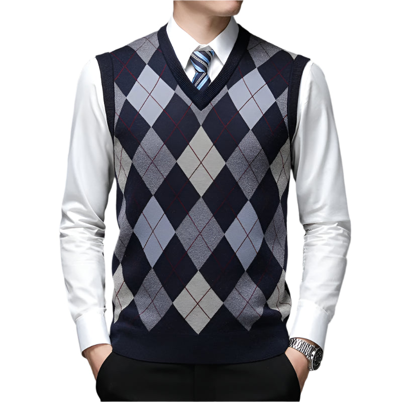 Southern Gentleman's Argyle V-Neck Knit Vest