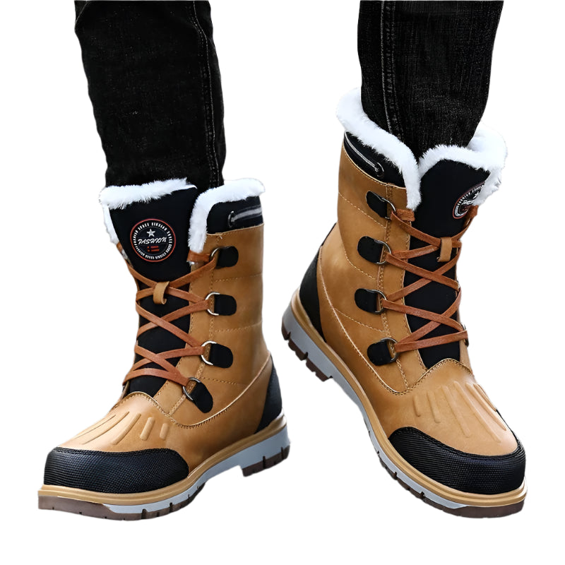 Southern Peak™ Men’s High-Top Duck Boots – Waterproof Leather Snow Boots with Warm Fur Lining Non-Slip Platform