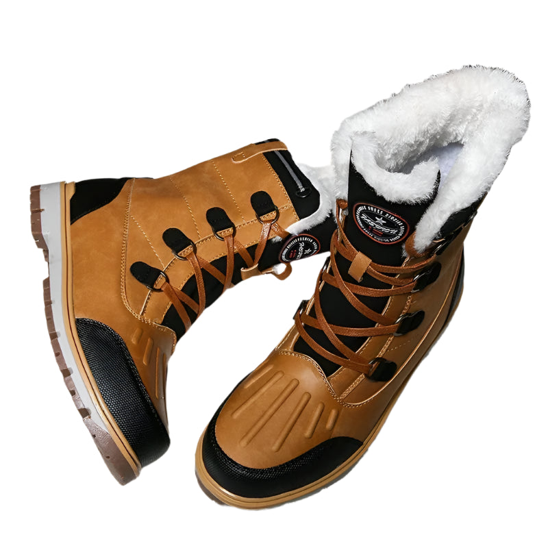 Southern Peak™ Men’s High-Top Duck Boots – Waterproof Leather Snow Boots with Warm Fur Lining Non-Slip Platform