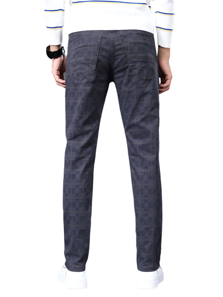 Southern Gentleman’s Classic Plaid Casual Pants – 98% Cotton Retro Business Trousers for Men