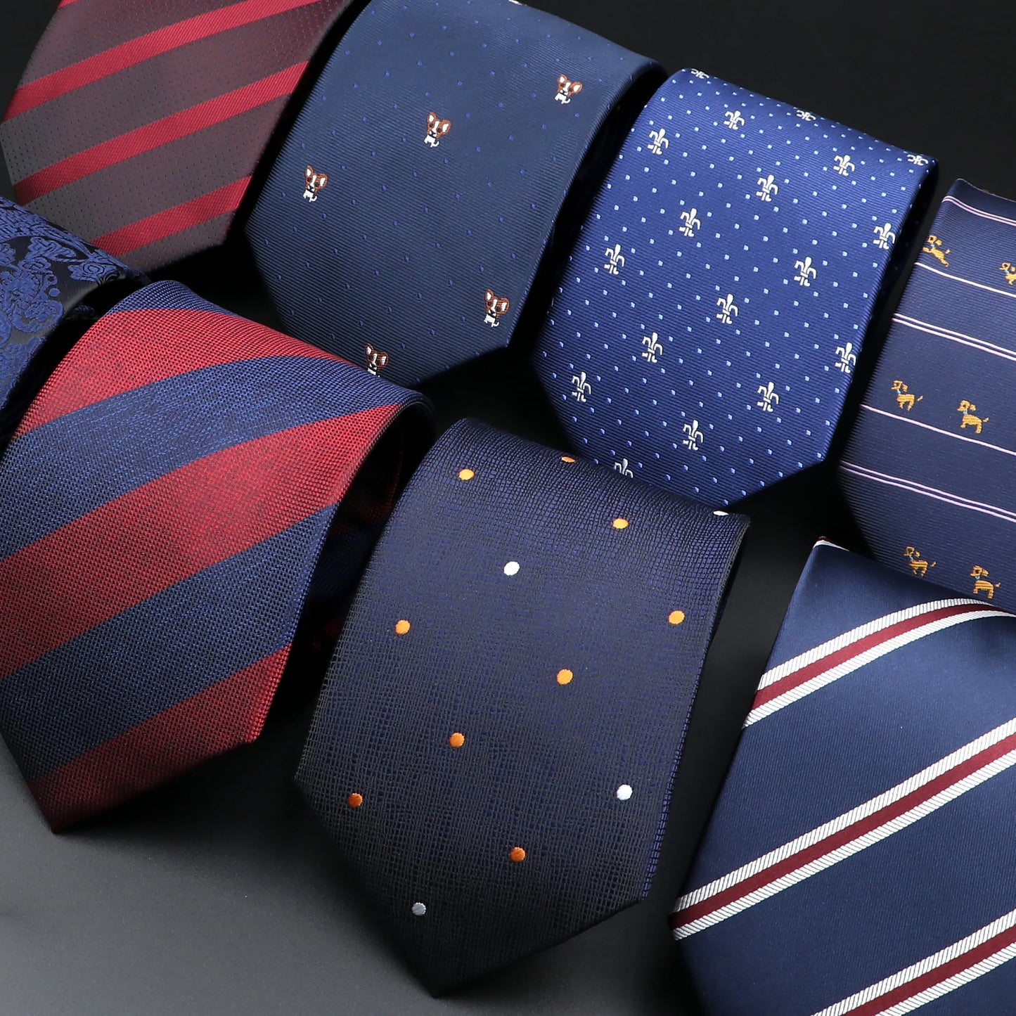 Southern Gentleman’s Fun Ties for Men – Cartoon Dog, Dots, Paisley, and Striped Designs