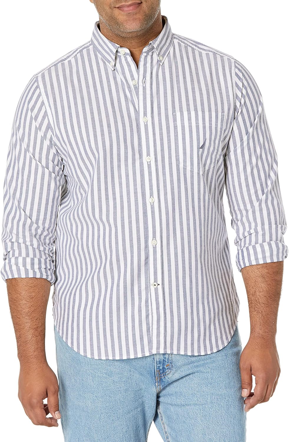 Nautica Men's Classic Fit Stretch Solid Long Sleeve Button Down Shirt